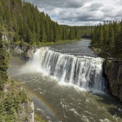 Water rushes over a cliff at Upper Mesa Falls.