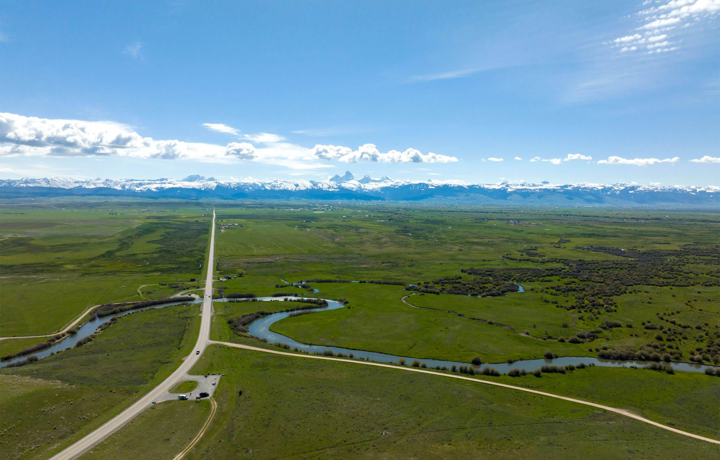 Aerial view of Teton Scenic Byway near Tetonia.