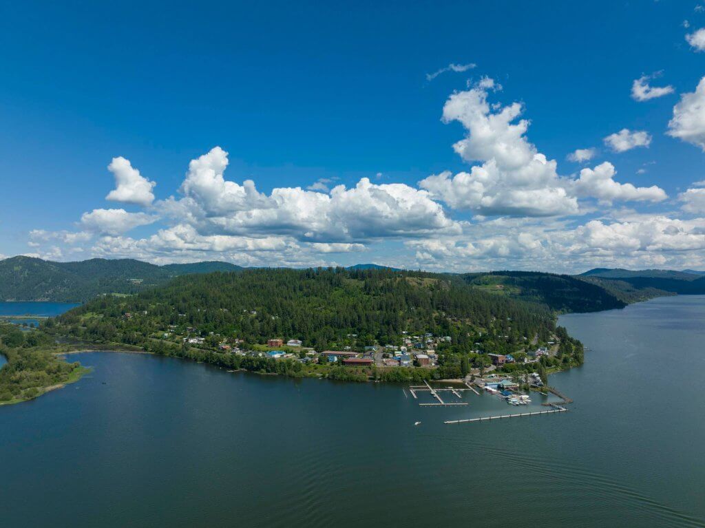 Aerial view of Harrison, Idaho.