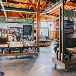 Exhibits inside the visitor center at Minidoka National Historic Site.