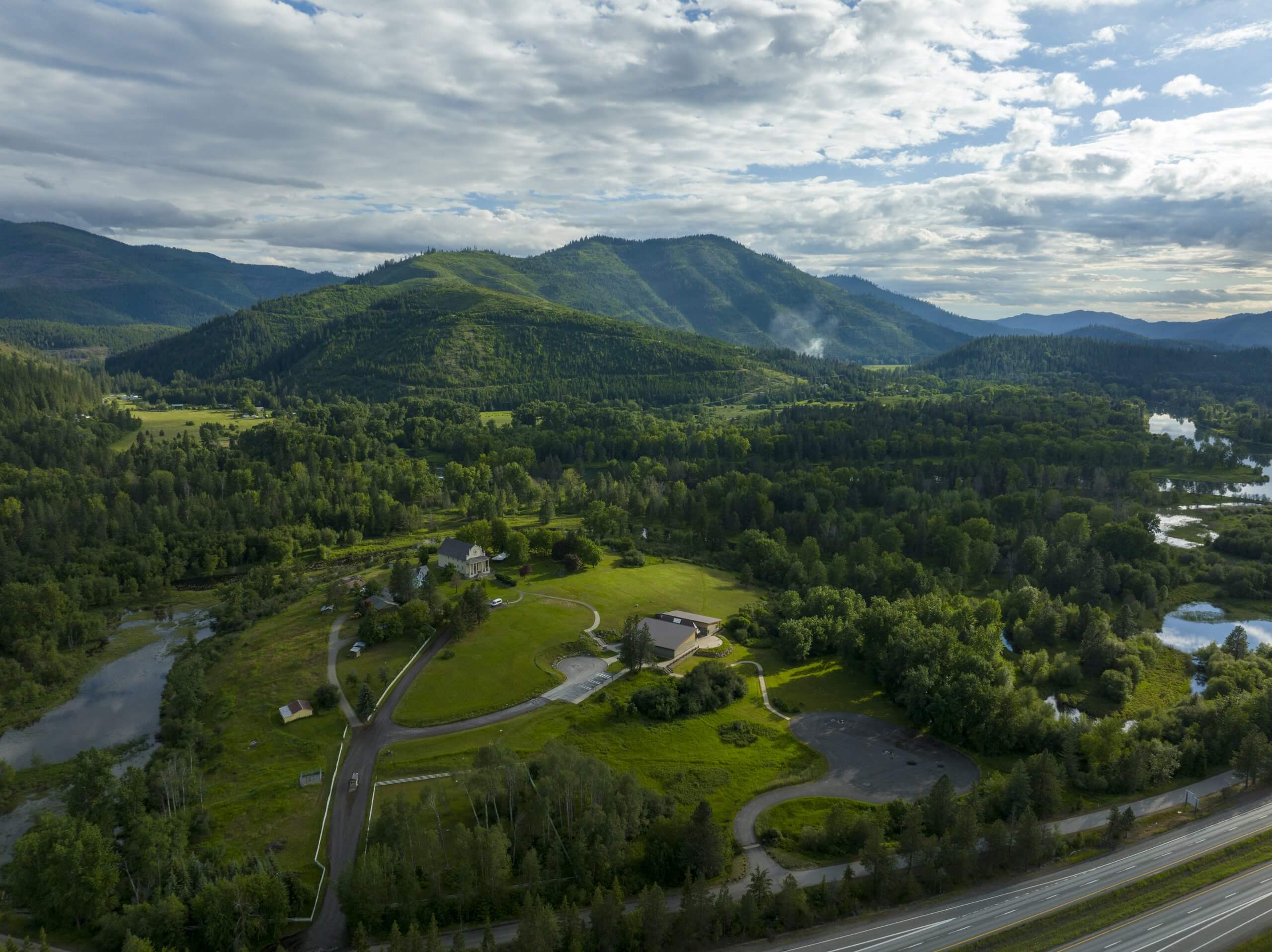 Aerial view of Coeur d'Alene's Old Mission State Park.