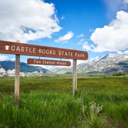 Sign entrance to Castle Rocks State Park.