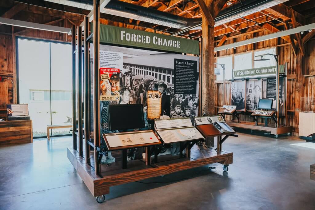 Exhibits inside the visitor center at Minidoka National Historic Site.