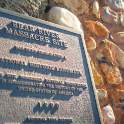 Close up of the Bear River Massacre Site plaque.