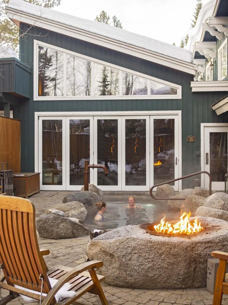 Two women soak in a hot pool in McCall.