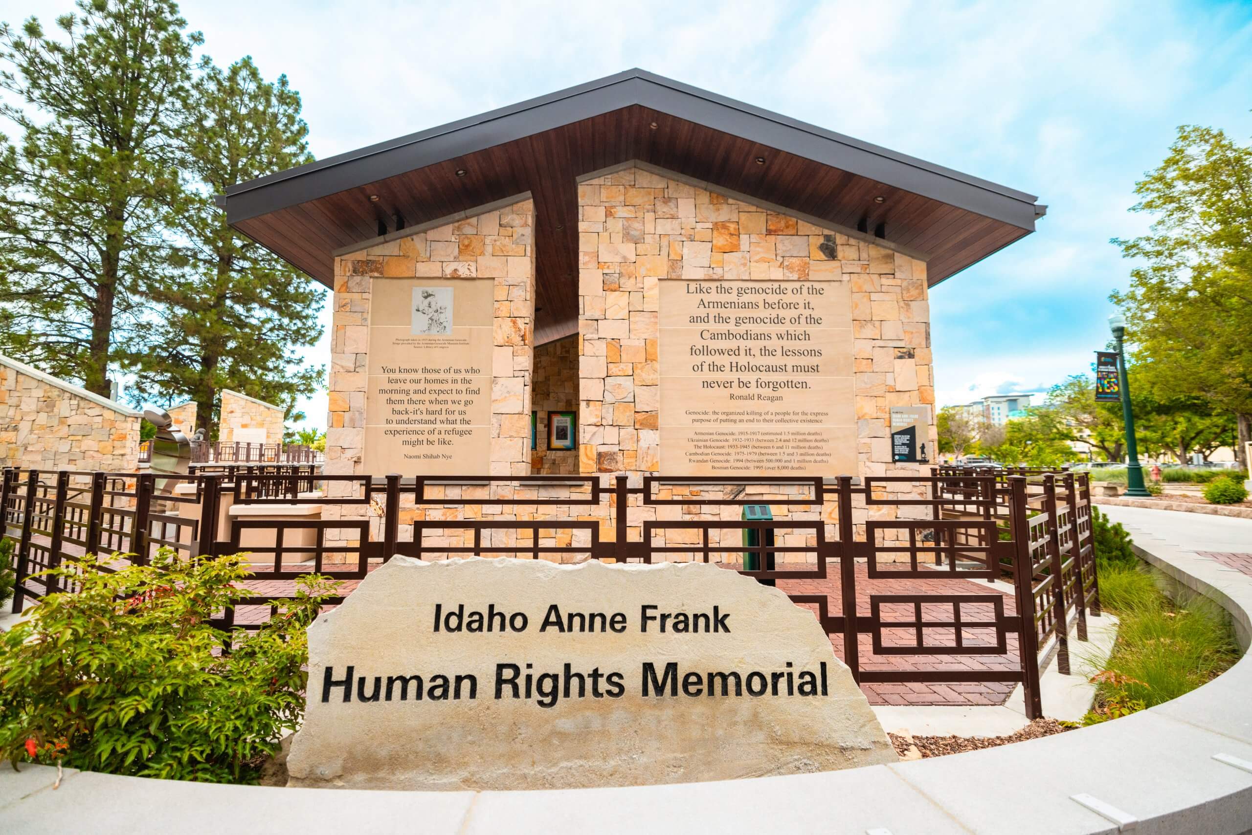 An entrance sign to the Anne Frank Human Rights Memorial.