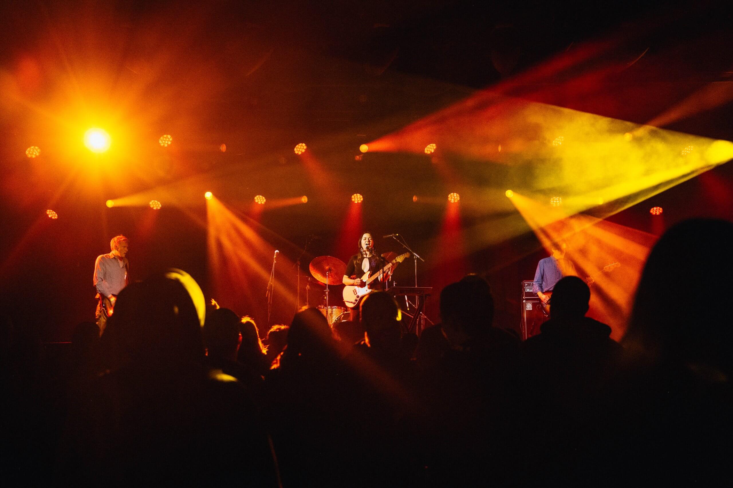 Treefort musician playing on stage. 