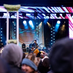 person play on stage at Treefort.