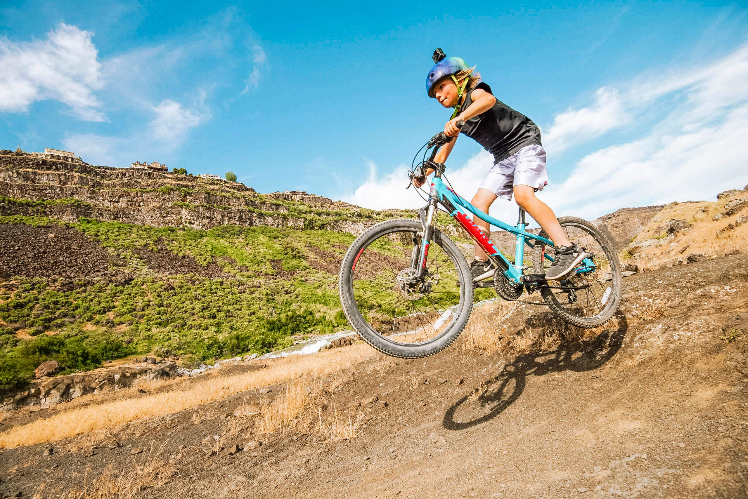 Mountain biking near the Snake River.