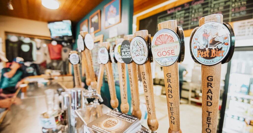 A selection beer tap handles found at Grand Teton Brewing Company.
