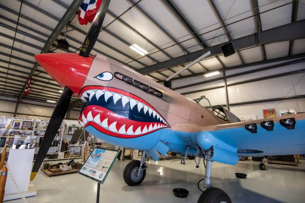 A painted fighter jet inside the Warhawk Air Museum in Nampa. 