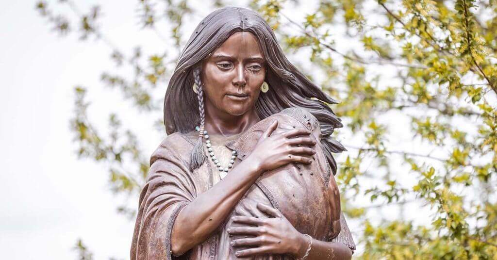 A statue of Sacajawea at the Sacajawea Interpretive, Cultural & Educational Center in Salmon.
