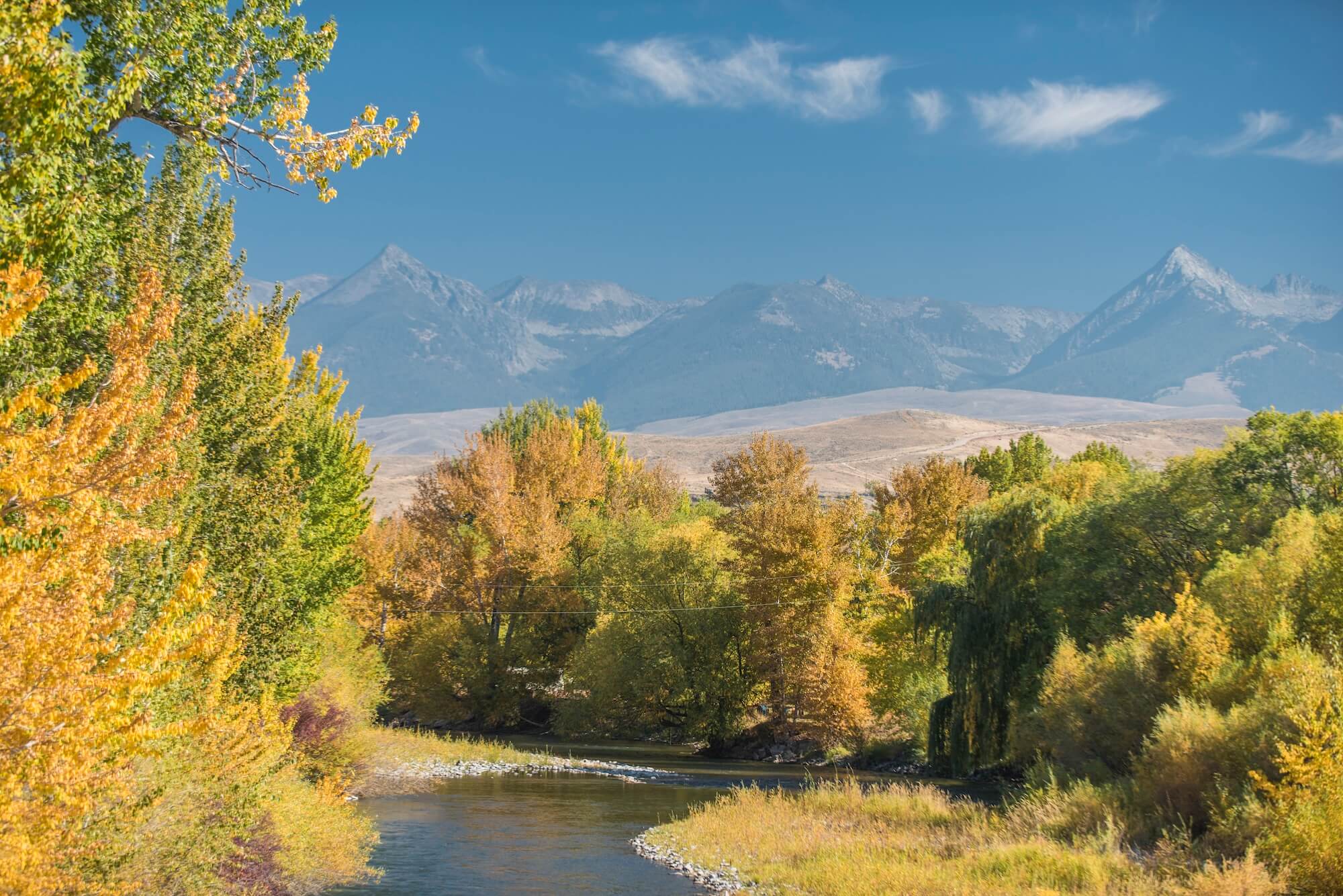 landscape of Salmon River and mountains near Dry Gulch