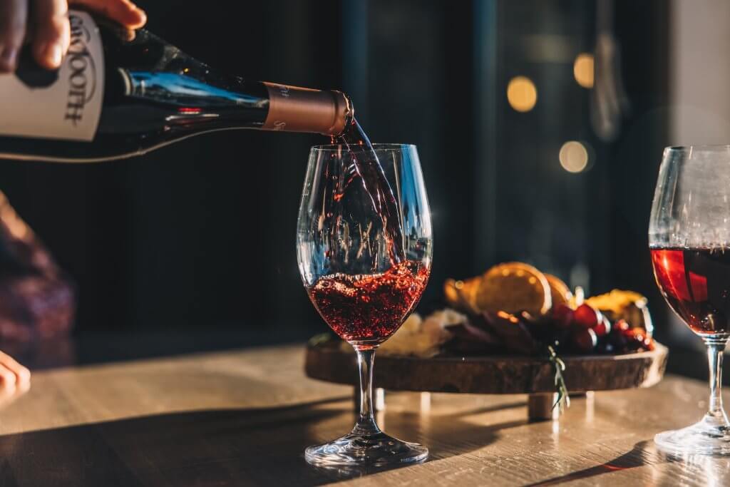 glass of wine being poured at Sawtooth Winery, near Caldwell, Idaho