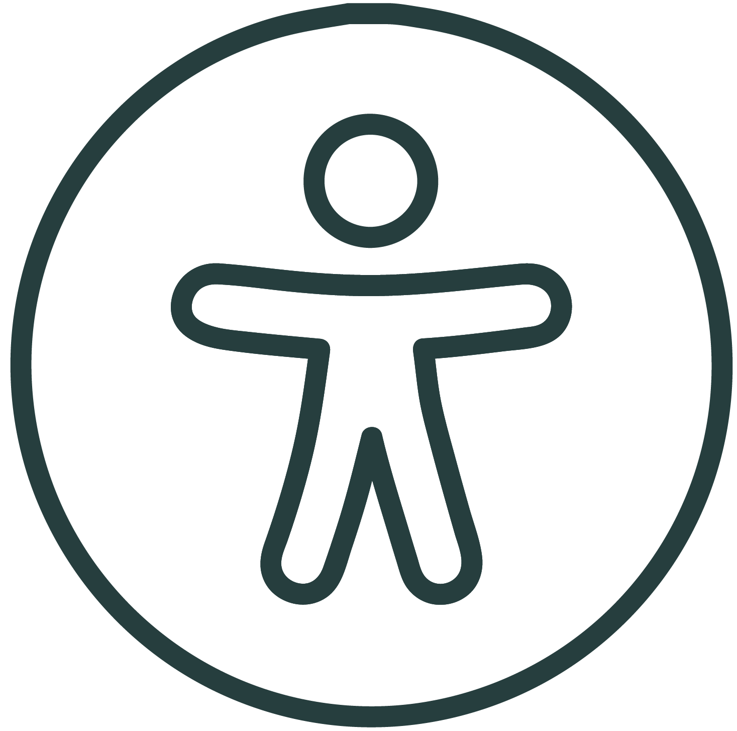 A teal illustration of an Americans with Disabilities icon.