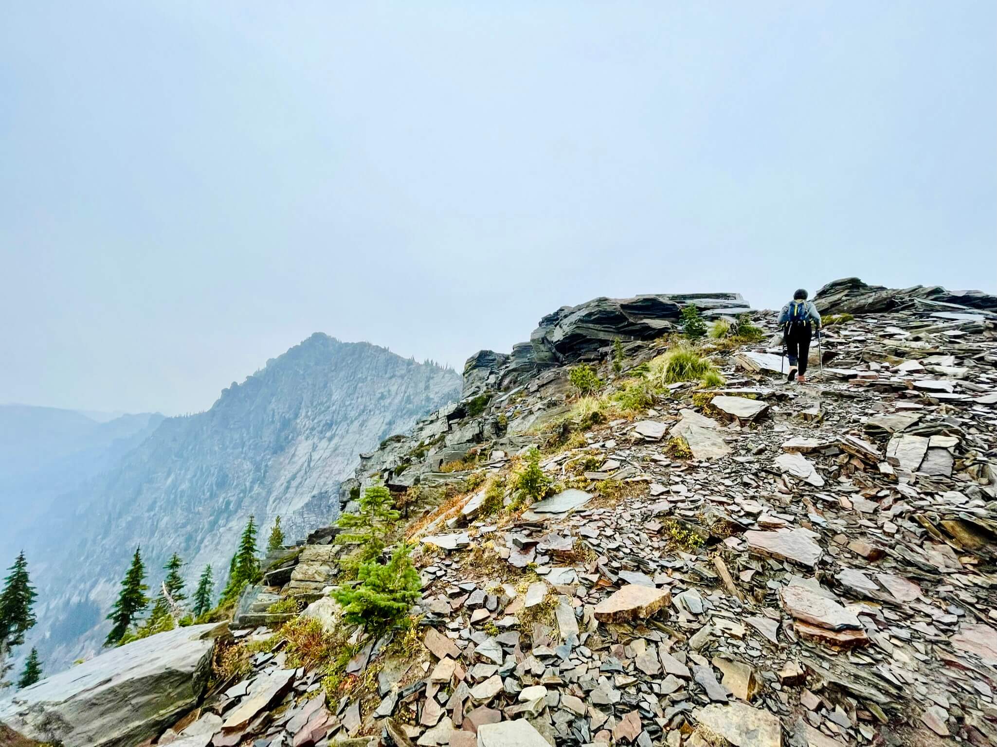 person hiking on Scotchman peak Idaho