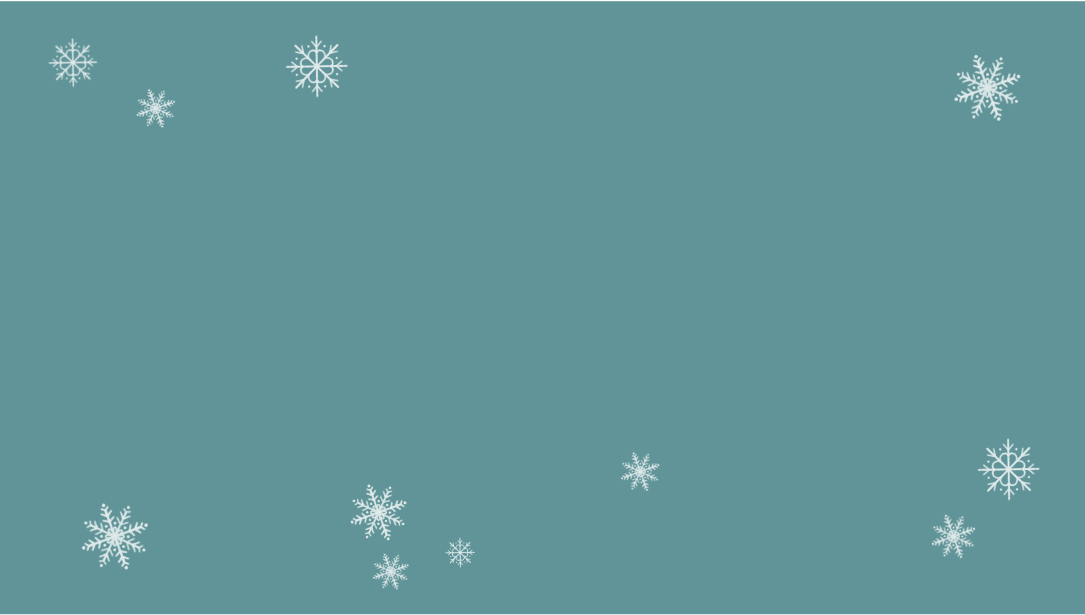 A teal background with white illustrated snowflakes layered over an image of two people holding hands while ice skating.