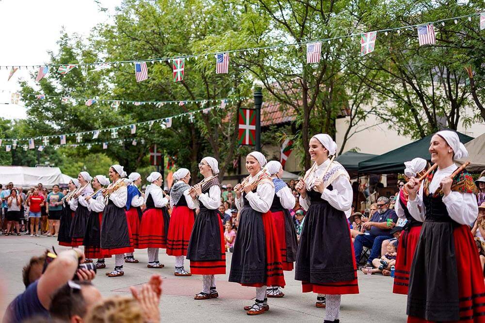 The Basque community comes together, wearing traditional dresses and playing instruments at the San Inazio Festival in Boise in July 2023.