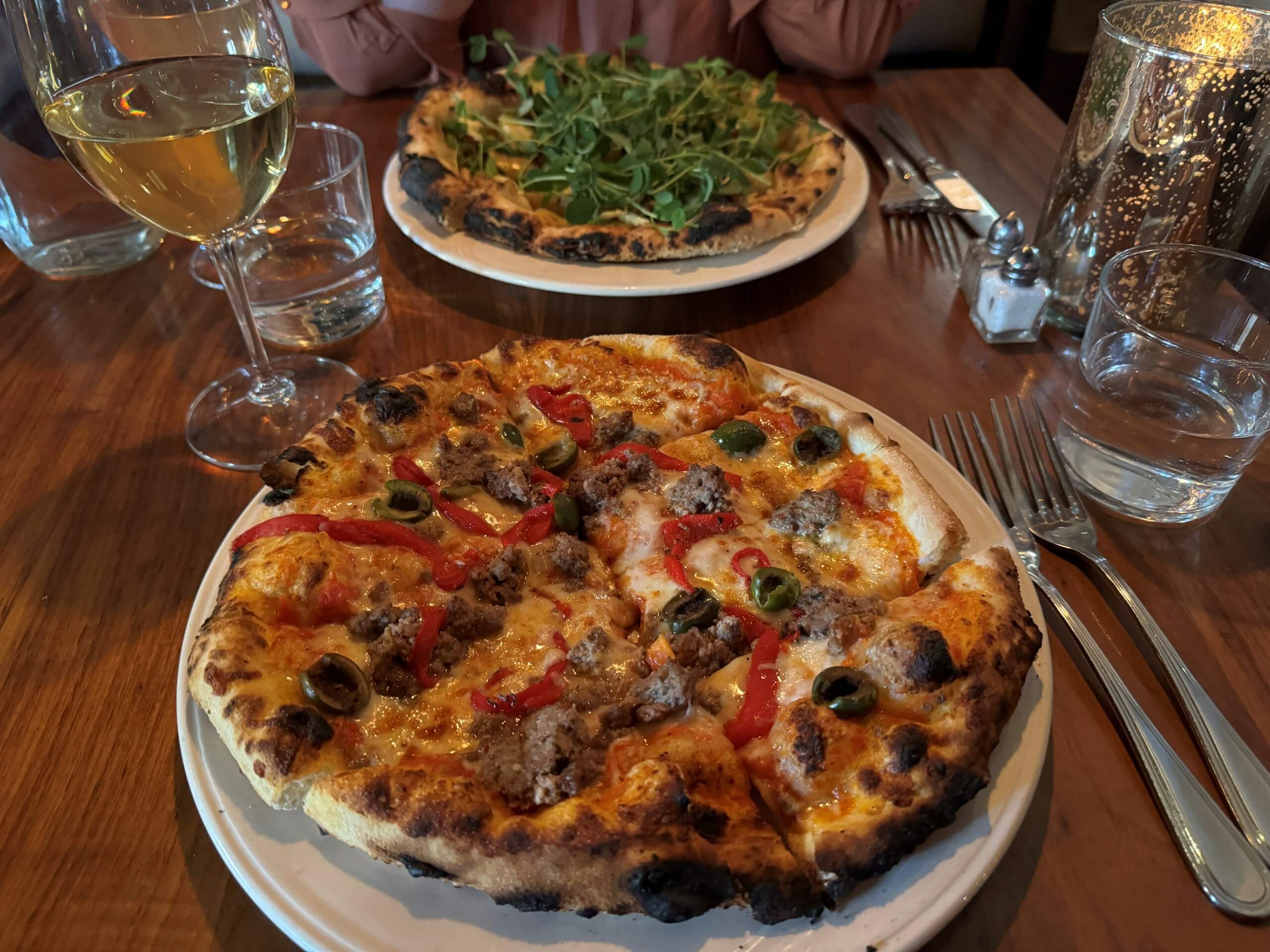 wood fired pizzas at Enoteca Ketchum