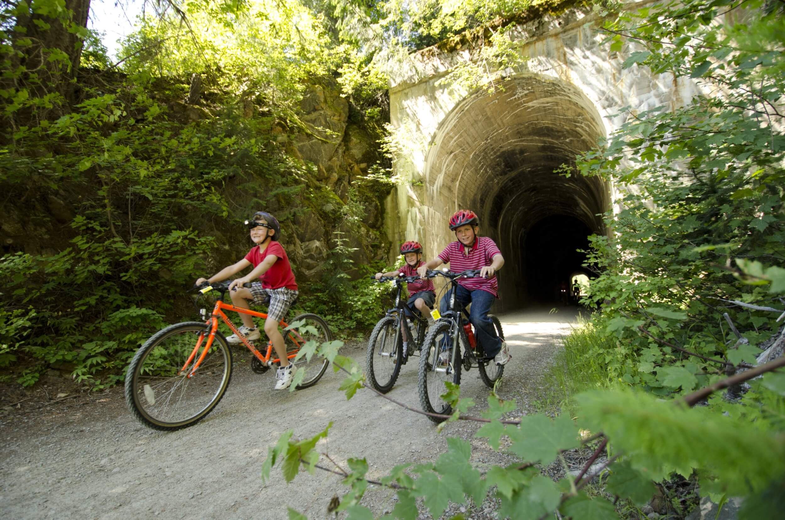 Bikers enjoy the Hiawatha Trail in northern Idaho.