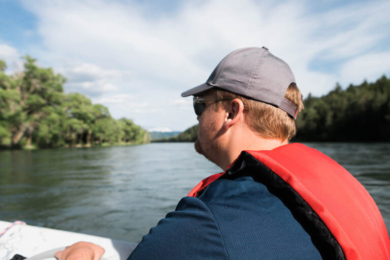 person floats on river eastern Idaho