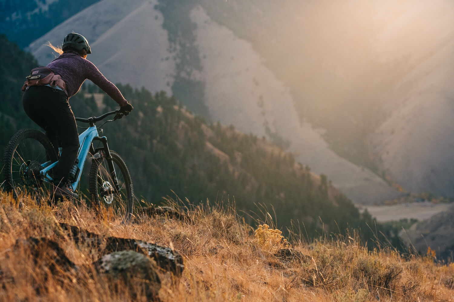 woman mountain bikes in Salmon