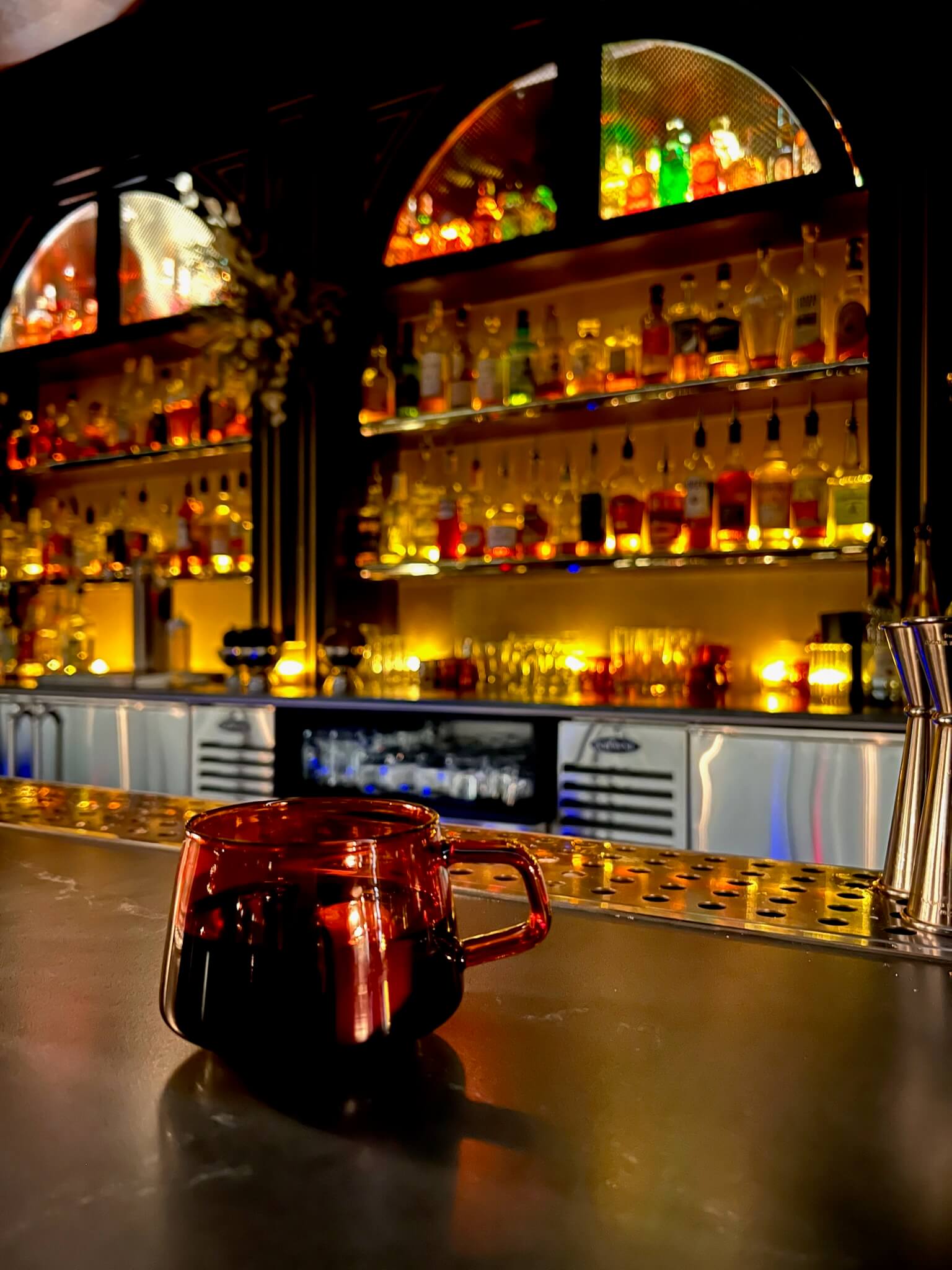 drink sits on bar top