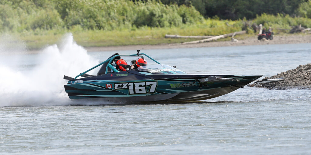 Jet boat races on the river.