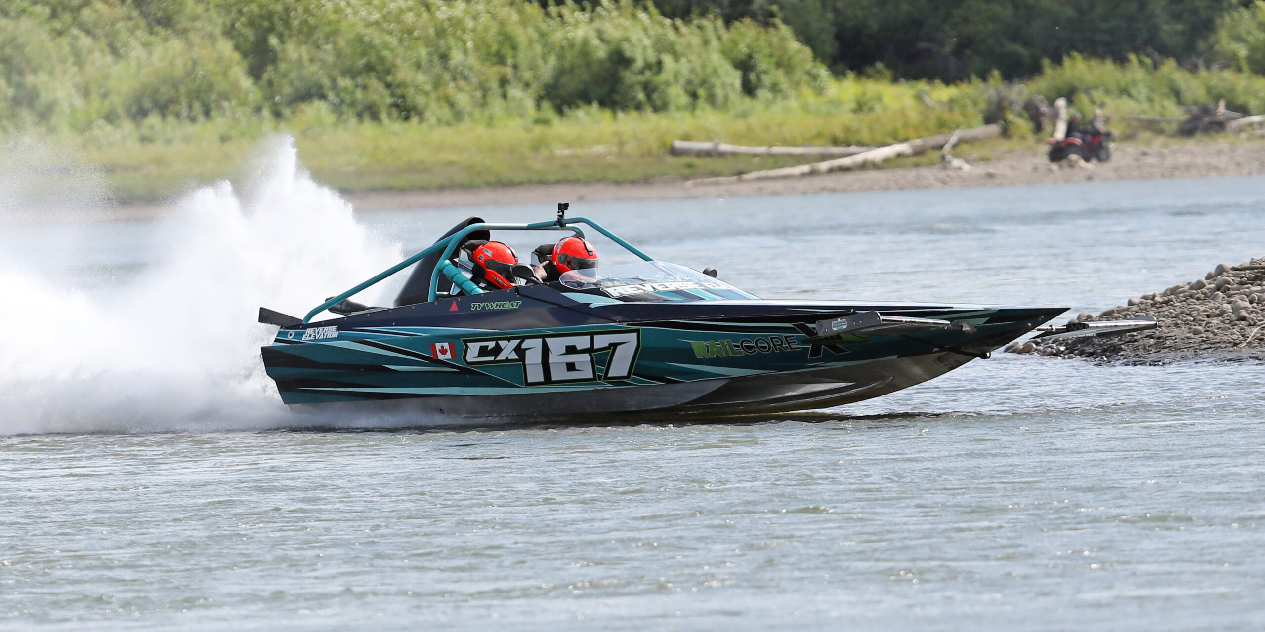 Jet boat races on the river.