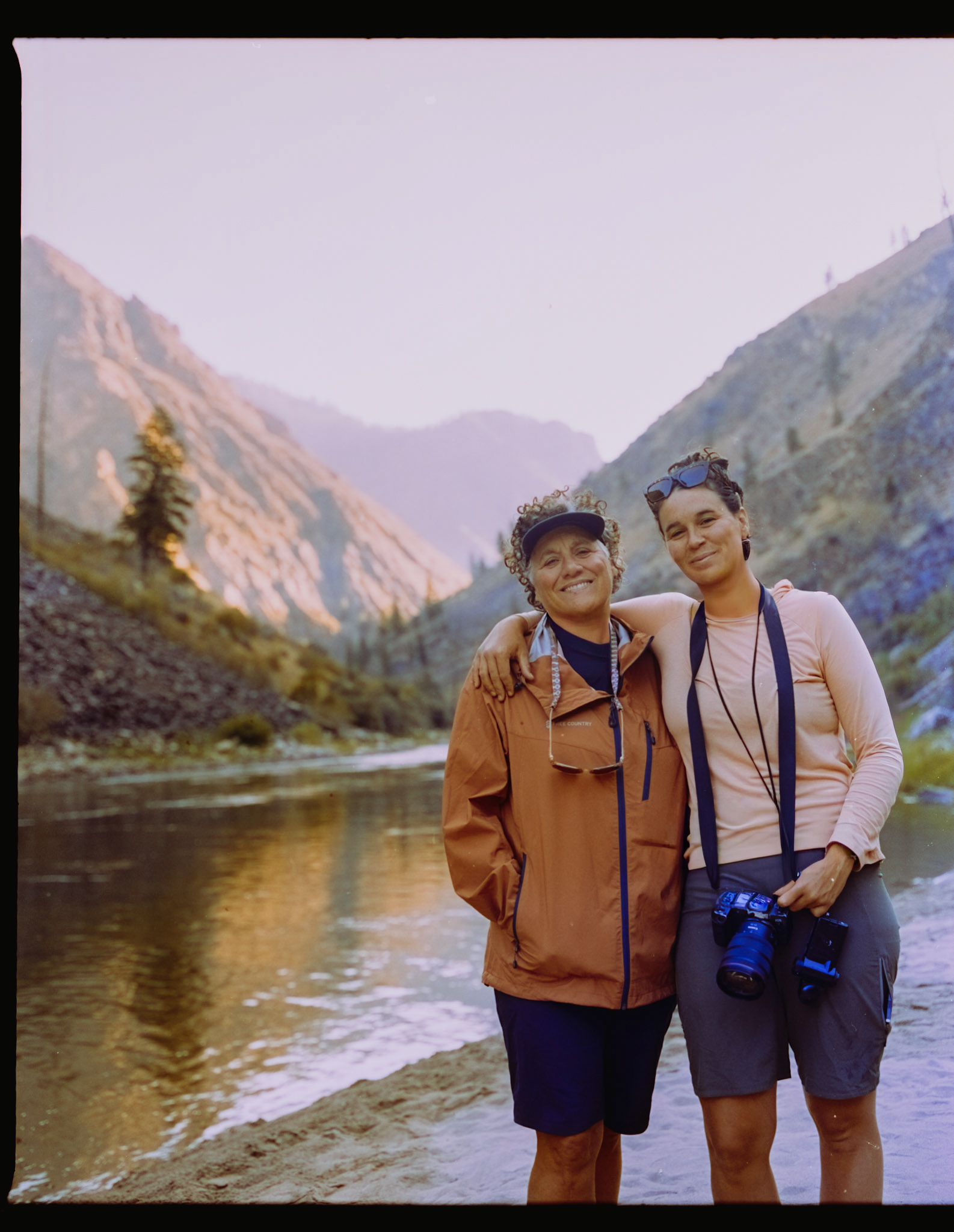 mother and daughter on middle fork salmon river.